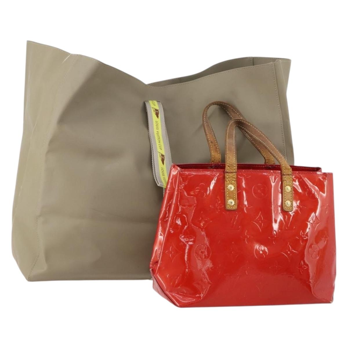 LOUIS VUITTON LV Cup Vernis Hand Bag 2 Set Gray Red LV Auth BA12028
