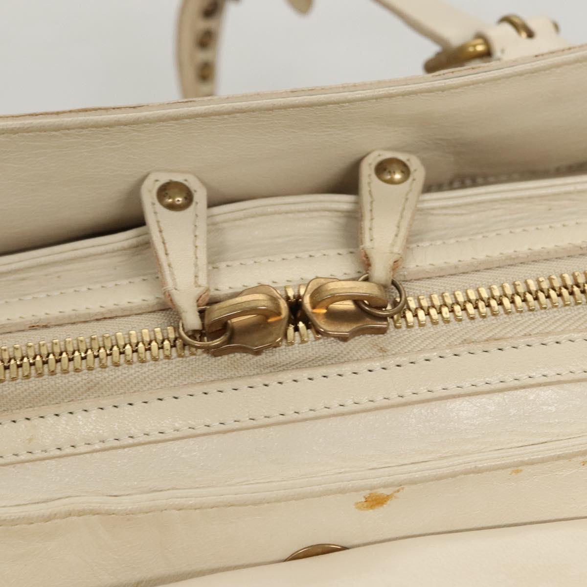 LOUIS VUITTON Rivette Hand Bag Leather White Ecru M95345 LV Auth BA1206