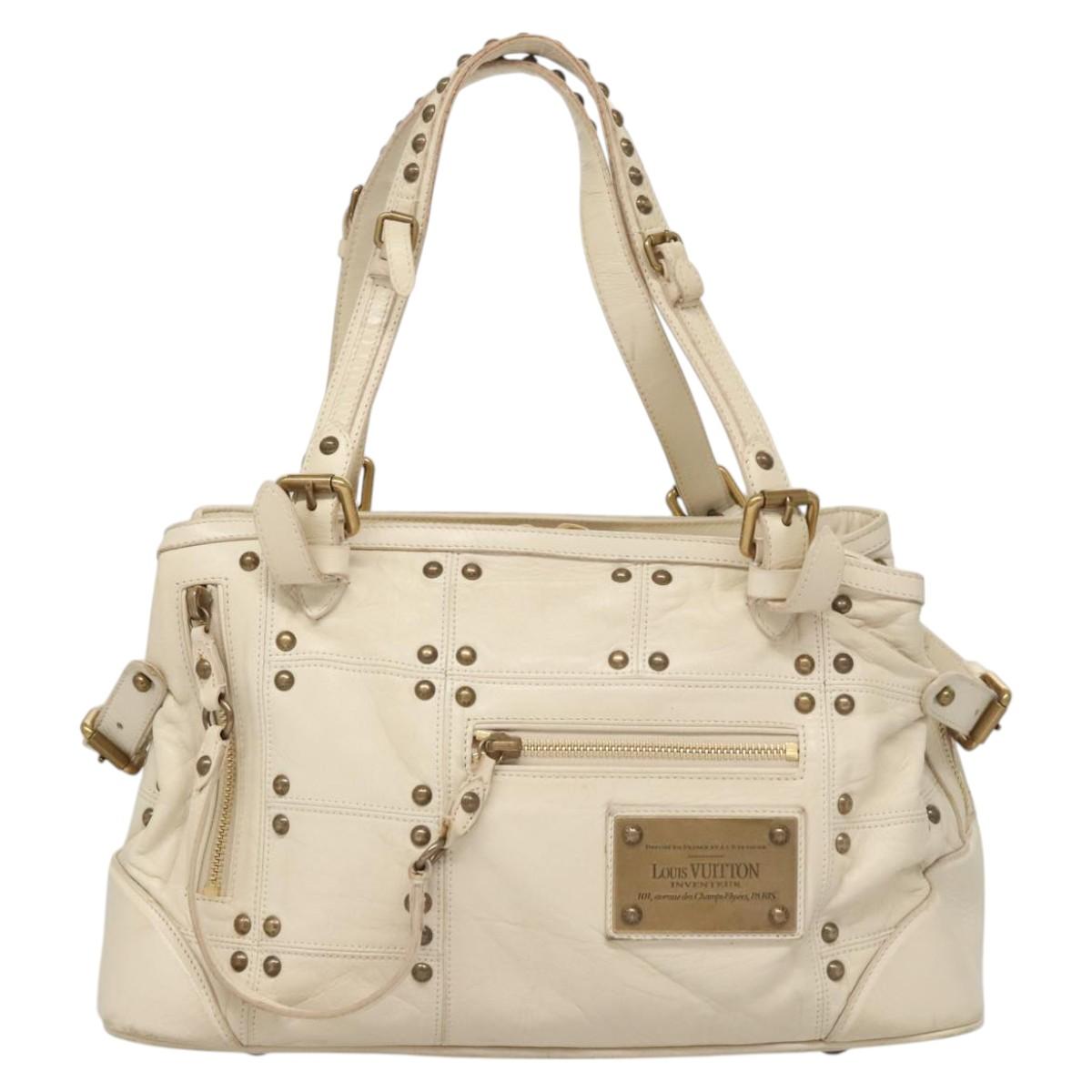LOUIS VUITTON Rivette Hand Bag Leather White Ecru M95345 LV Auth BA1206