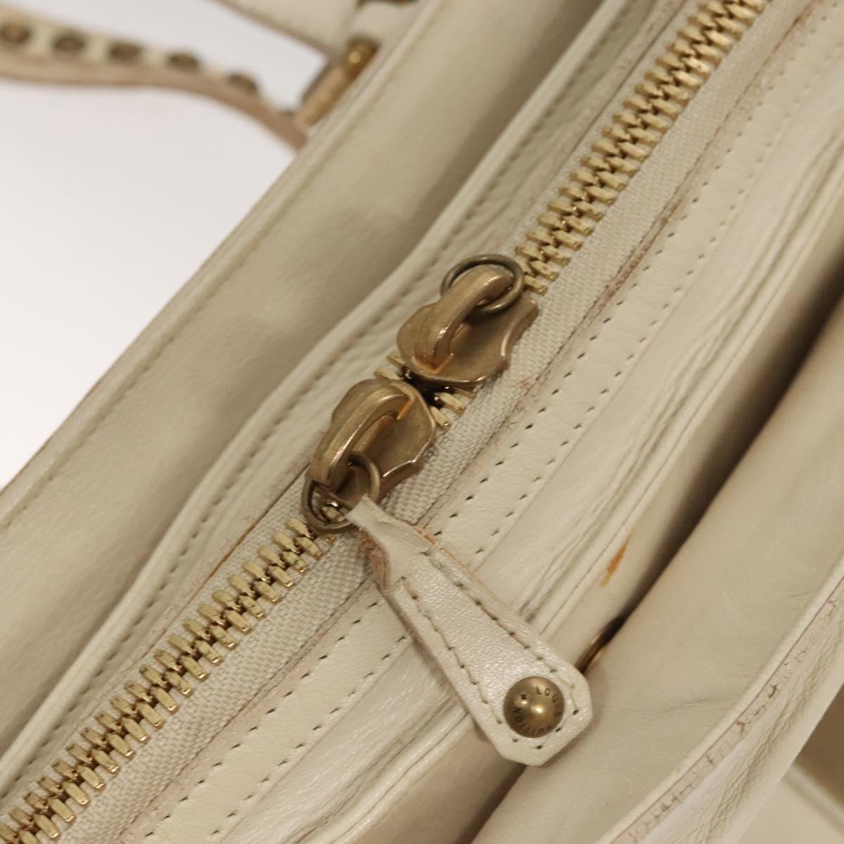 LOUIS VUITTON Rivette Hand Bag Leather White Ecru M95345 LV Auth BA1206