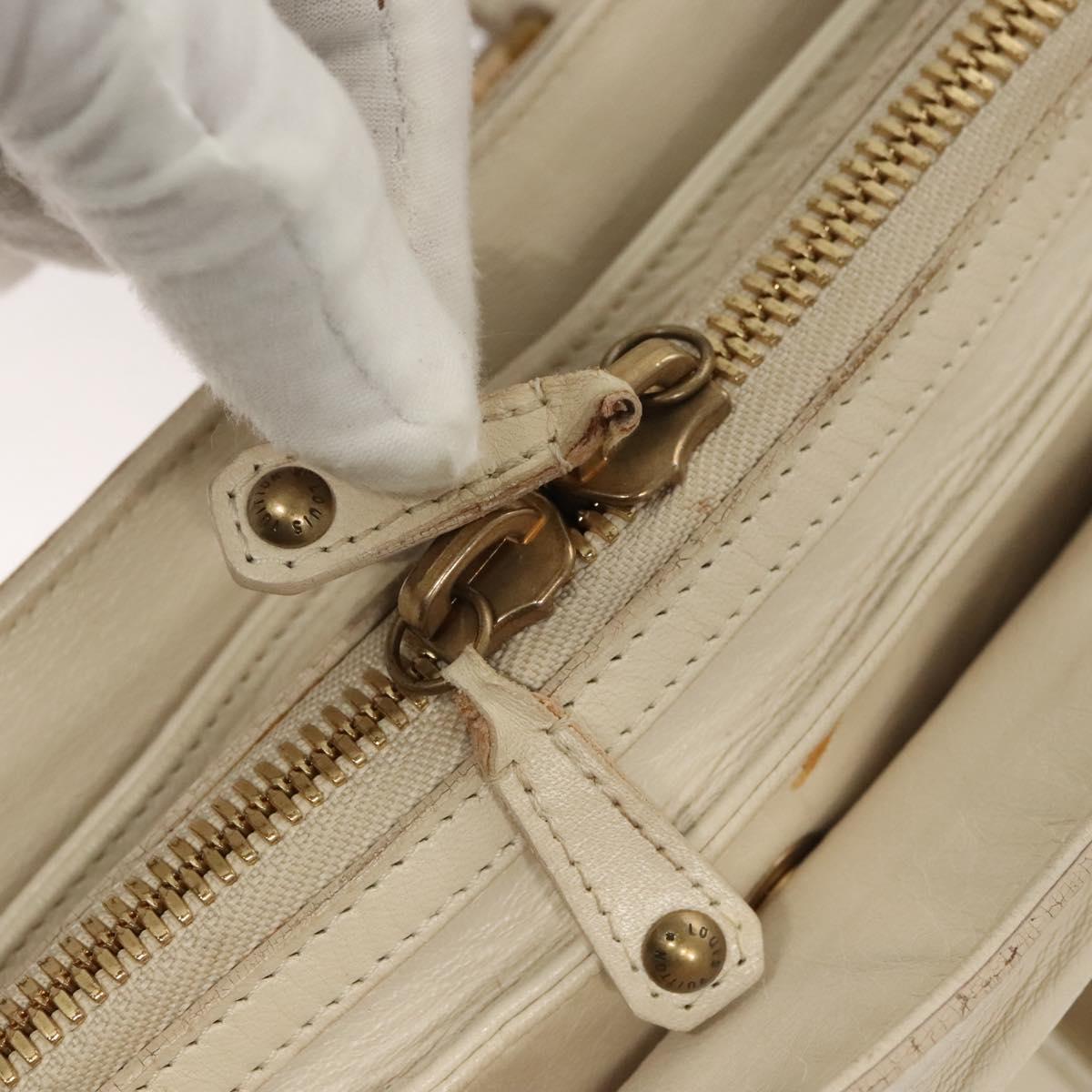 LOUIS VUITTON Rivette Hand Bag Leather White Ecru M95345 LV Auth BA1206