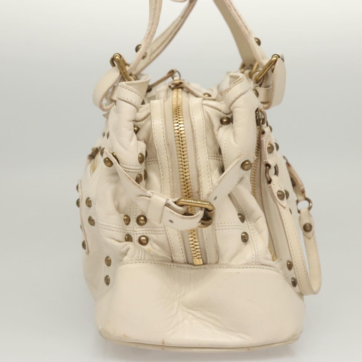 LOUIS VUITTON Rivette Hand Bag Leather White Ecru M95345 LV Auth BA1206