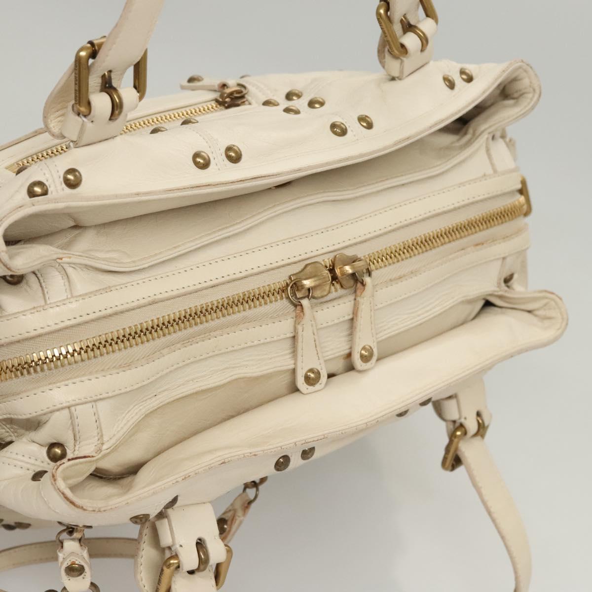 LOUIS VUITTON Rivette Hand Bag Leather White Ecru M95345 LV Auth BA1206