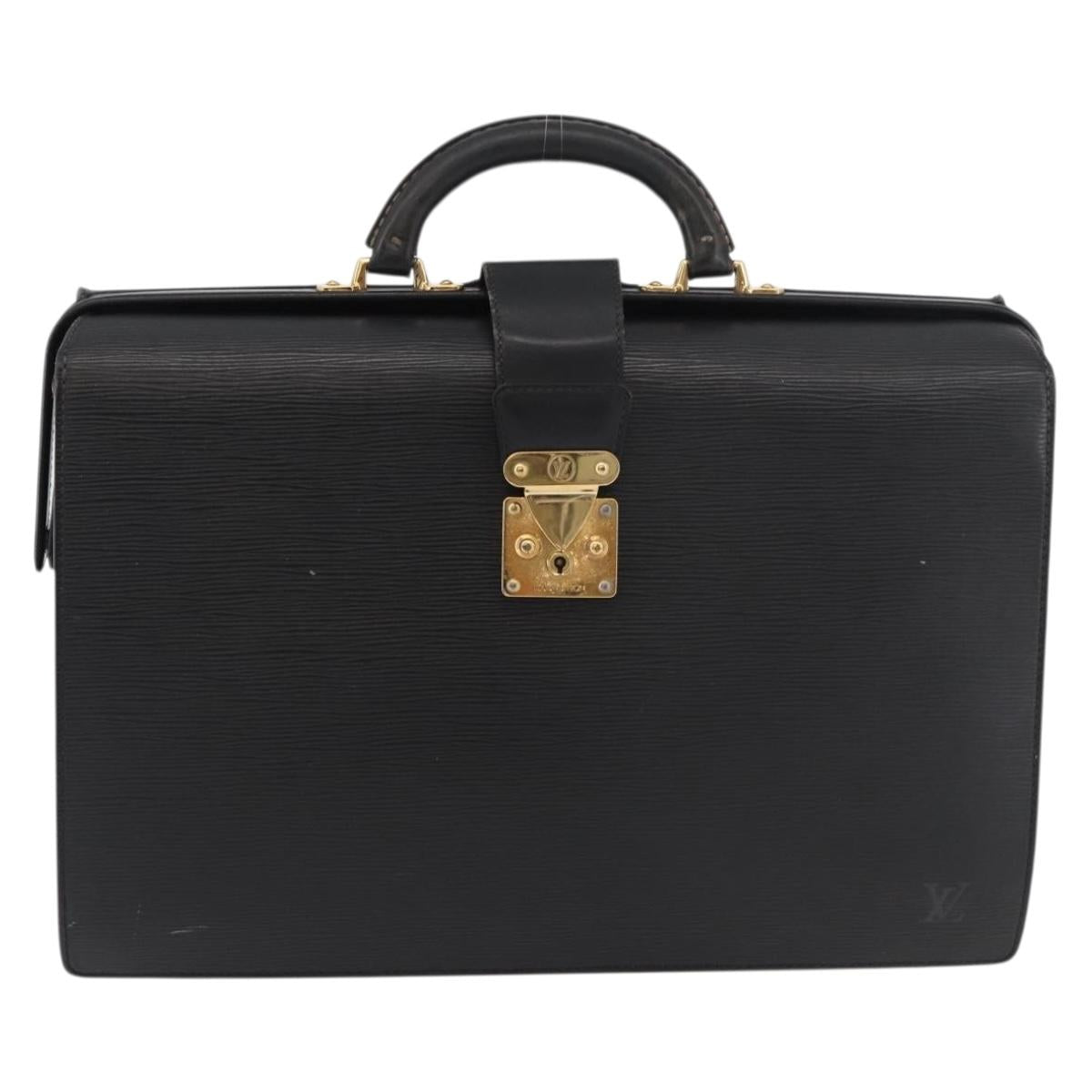 LOUIS VUITTON Epi Serviette Fermoir Business Bag Black M54352 LV Auth BA12065