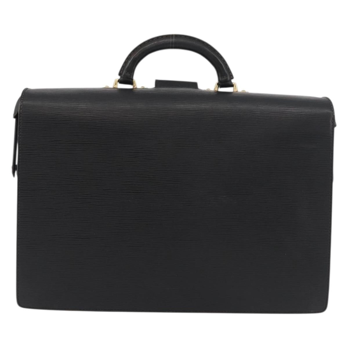 LOUIS VUITTON Epi Serviette Fermoir Business Bag Black M54352 LV Auth BA12065