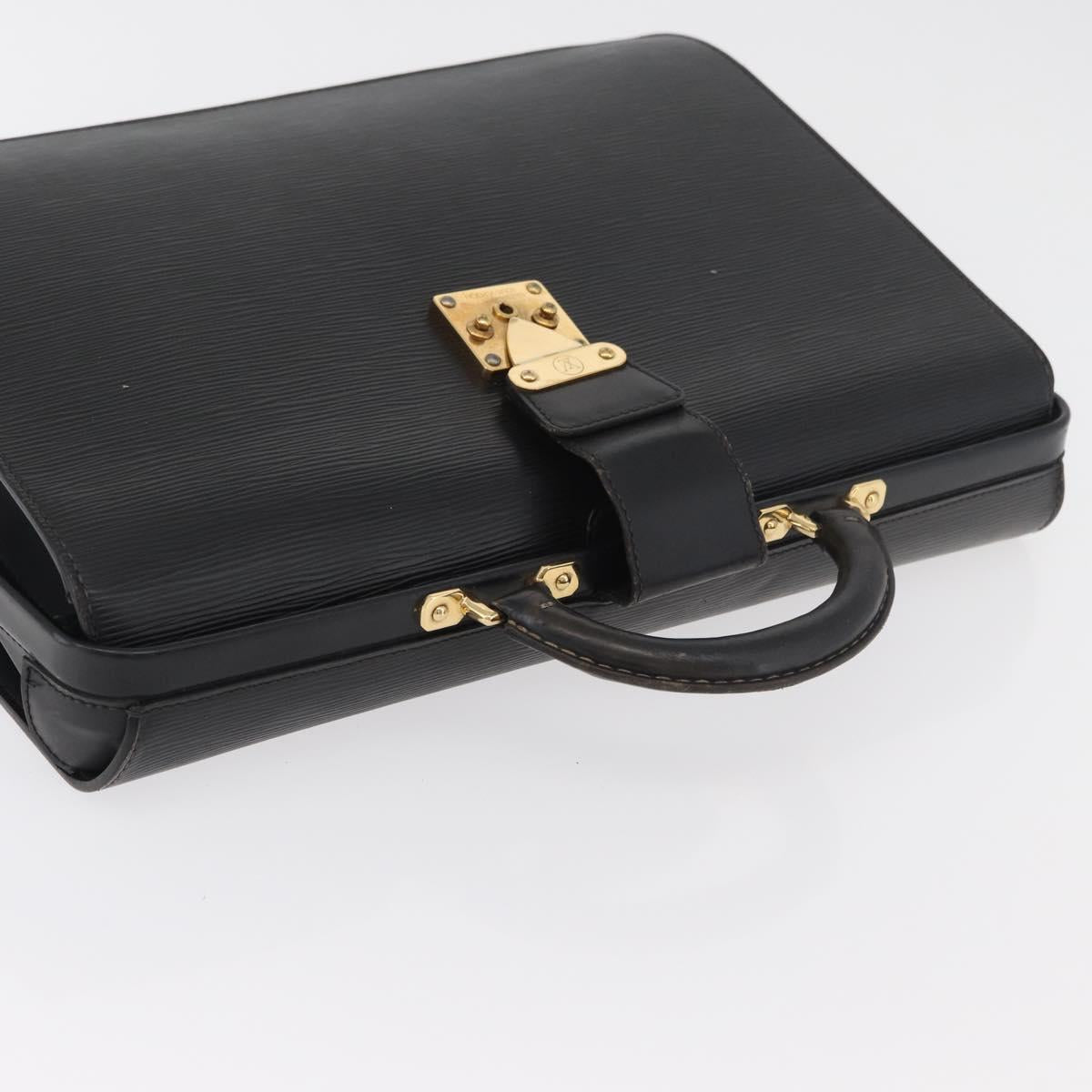 LOUIS VUITTON Epi Serviette Fermoir Business Bag Black M54352 LV Auth BA12065