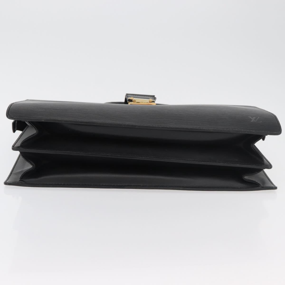 LOUIS VUITTON Epi Serviette Fermoir Business Bag Black M54352 LV Auth BA12065