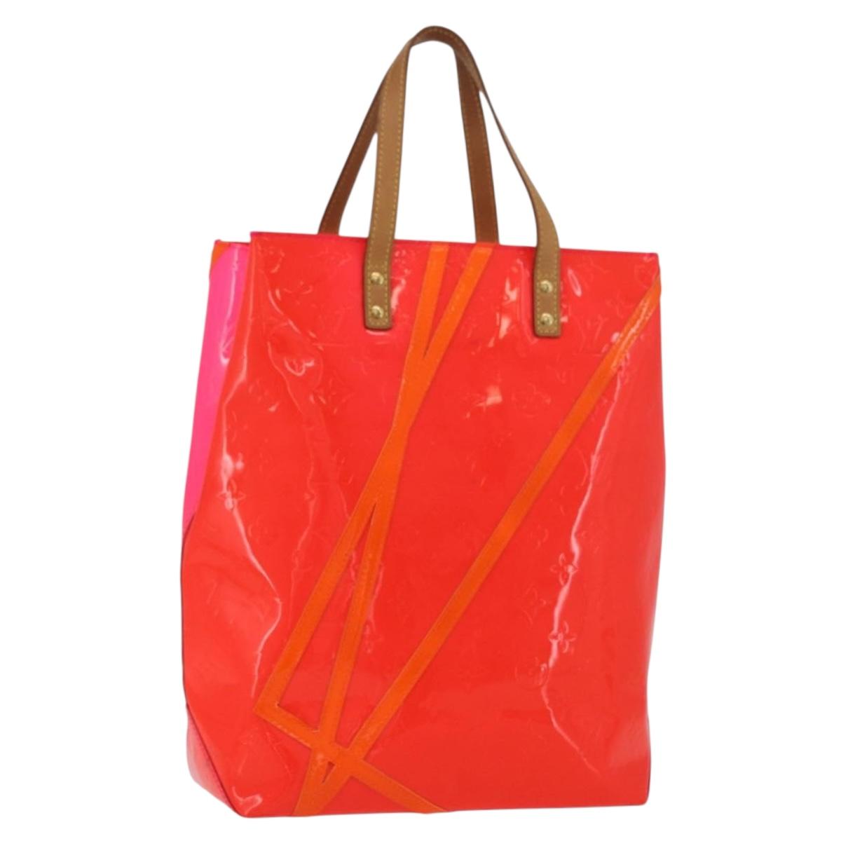 LOUIS VUITTON Monogram Vernis Fluo Reade MM Hand Bag Pink M91900 Auth BA12066A