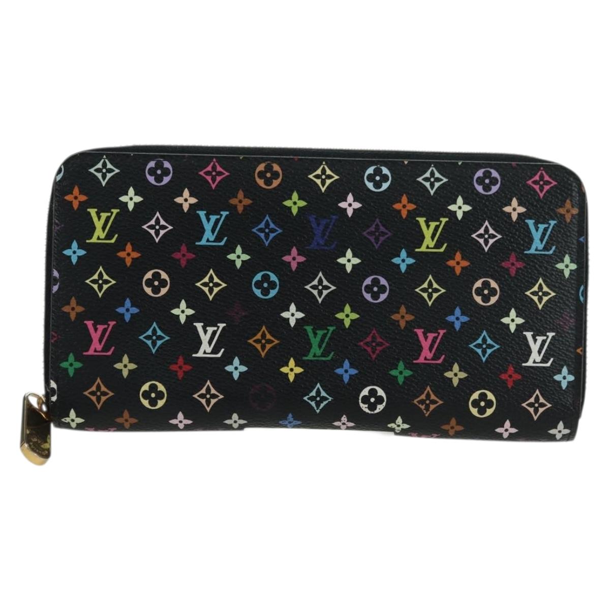 LOUIS VUITTON Monogram Multicolor Zippy Wallet Black M60243 LV Auth BA12070V