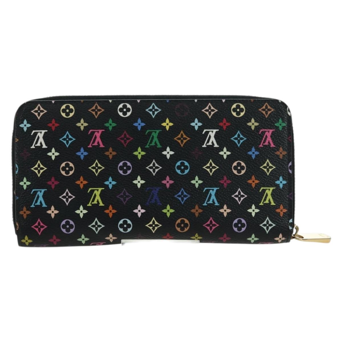 LOUIS VUITTON Monogram Multicolor Zippy Wallet Black M60243 LV Auth BA12070V