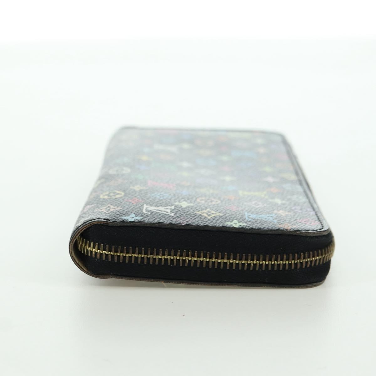 LOUIS VUITTON Monogram Multicolor Zippy Wallet Black M60243 LV Auth BA12070V