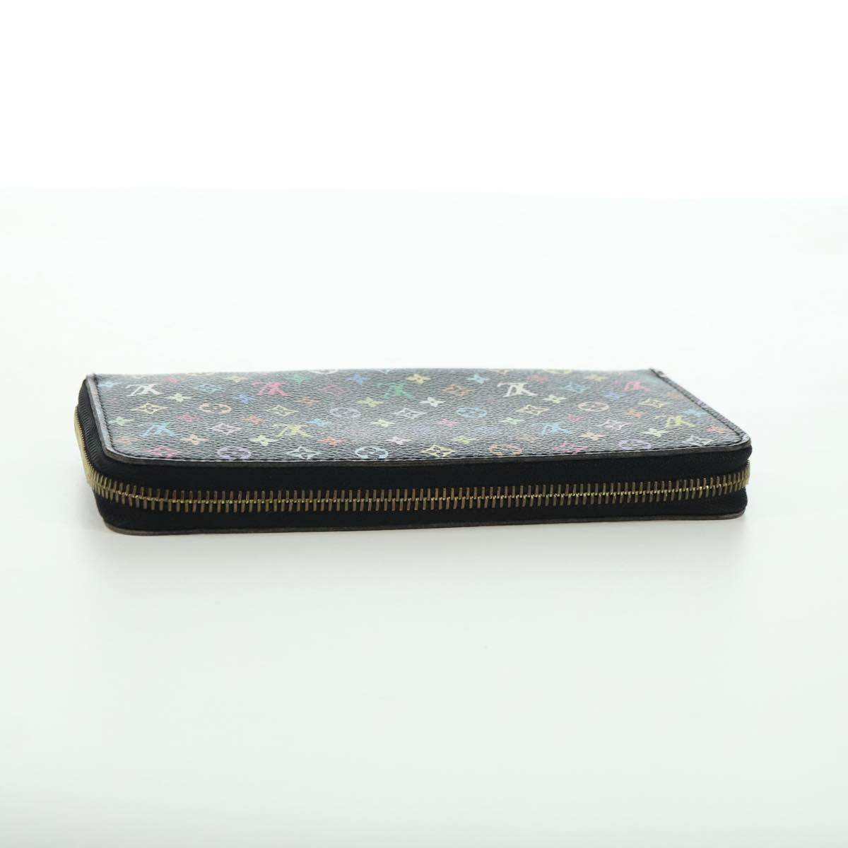 LOUIS VUITTON Monogram Multicolor Zippy Wallet Black M60243 LV Auth BA12070V