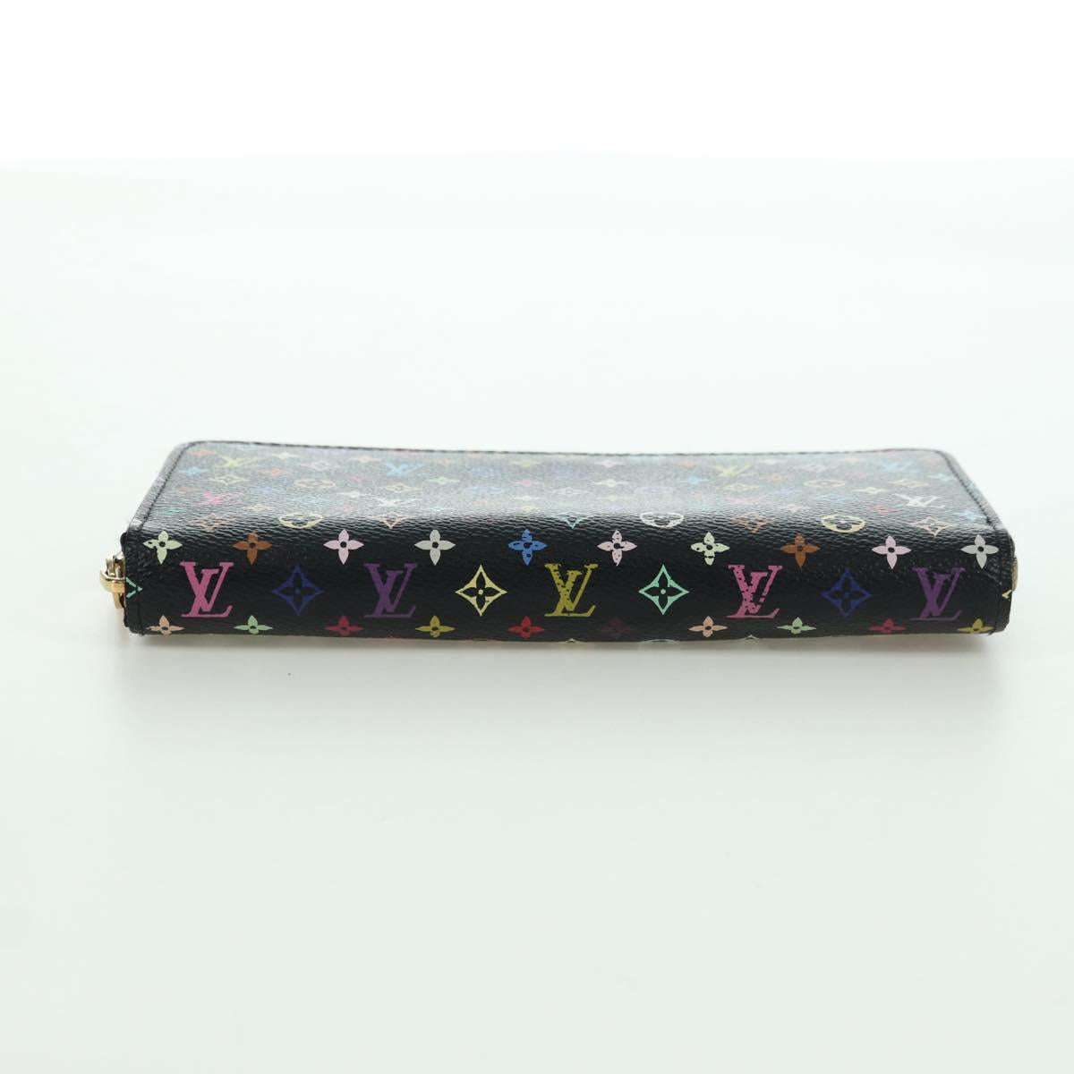LOUIS VUITTON Monogram Multicolor Zippy Wallet Black M60243 LV Auth BA12070V