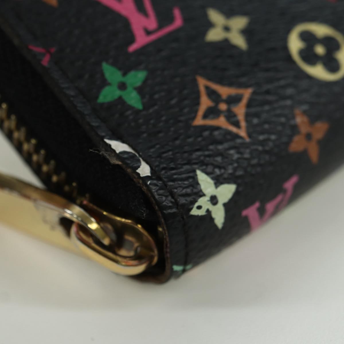 LOUIS VUITTON Monogram Multicolor Zippy Wallet Black M60243 LV Auth BA12070V