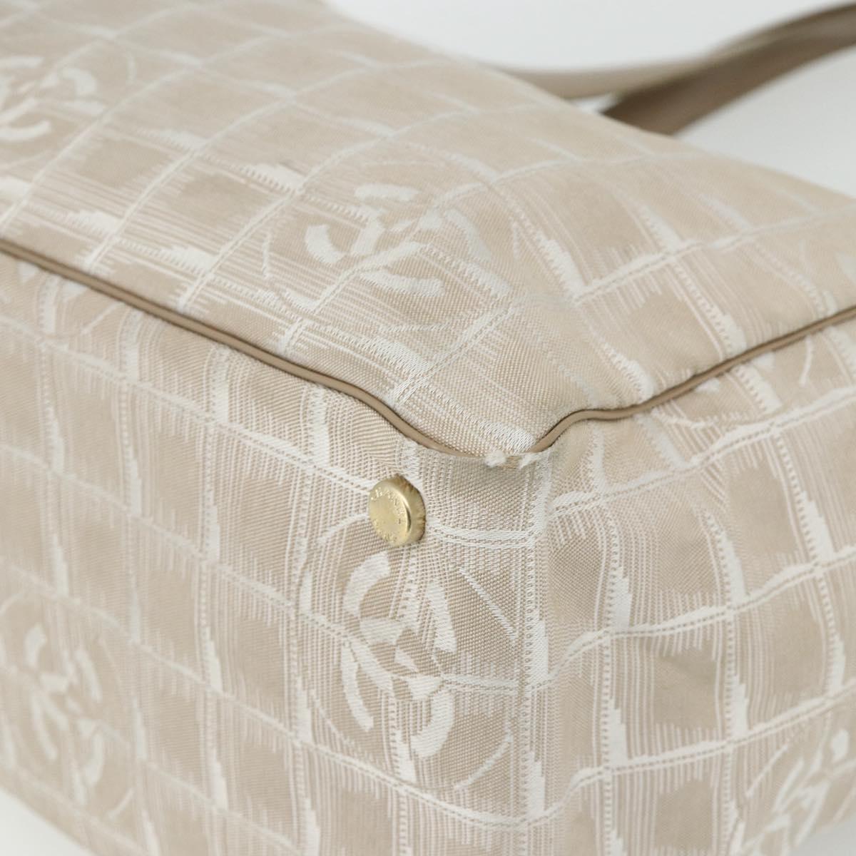 CHANEL New Travel Line Tote Bag Nylon Pink Gold CC Auth BA12073A