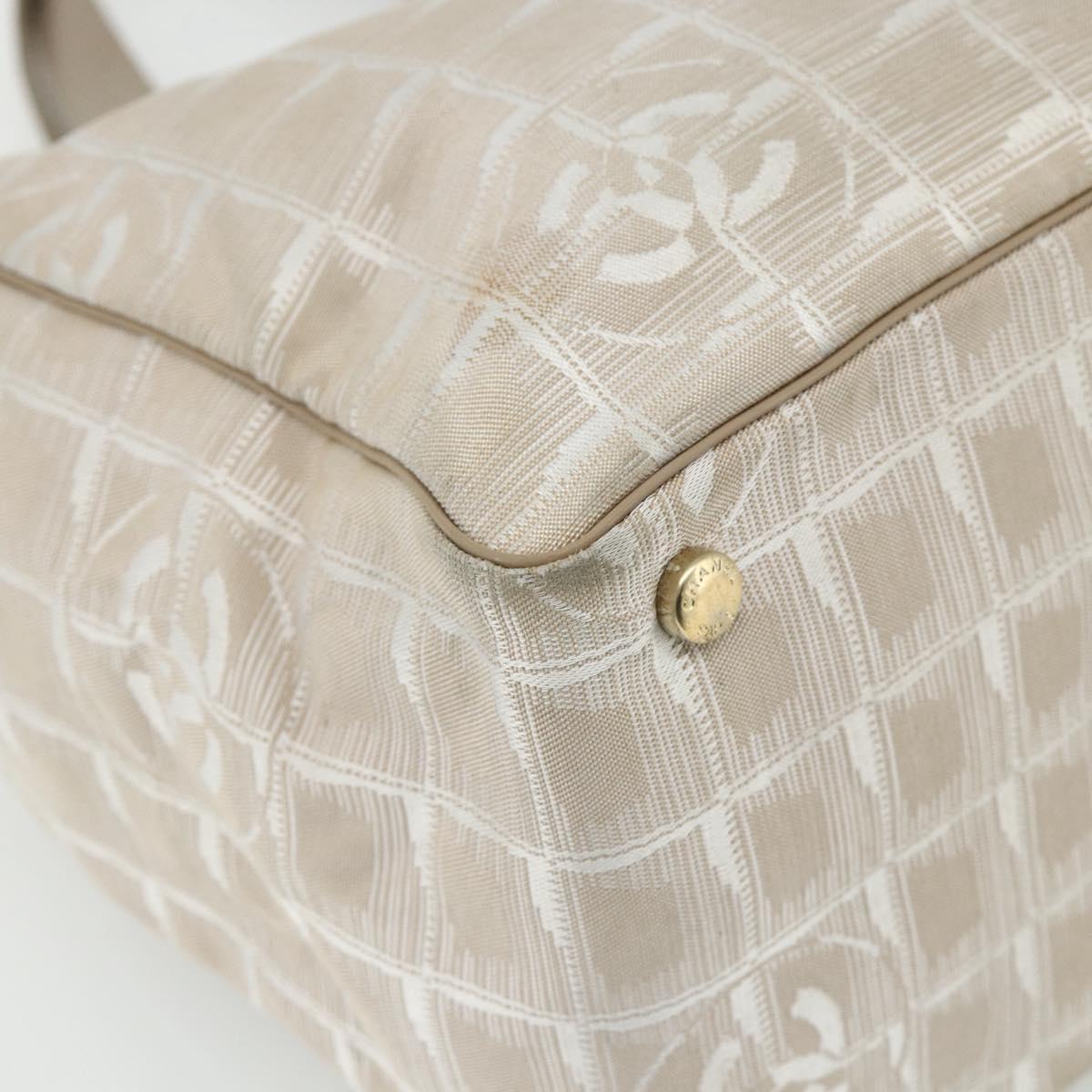 CHANEL New Travel Line Tote Bag Nylon Pink Gold CC Auth BA12073A