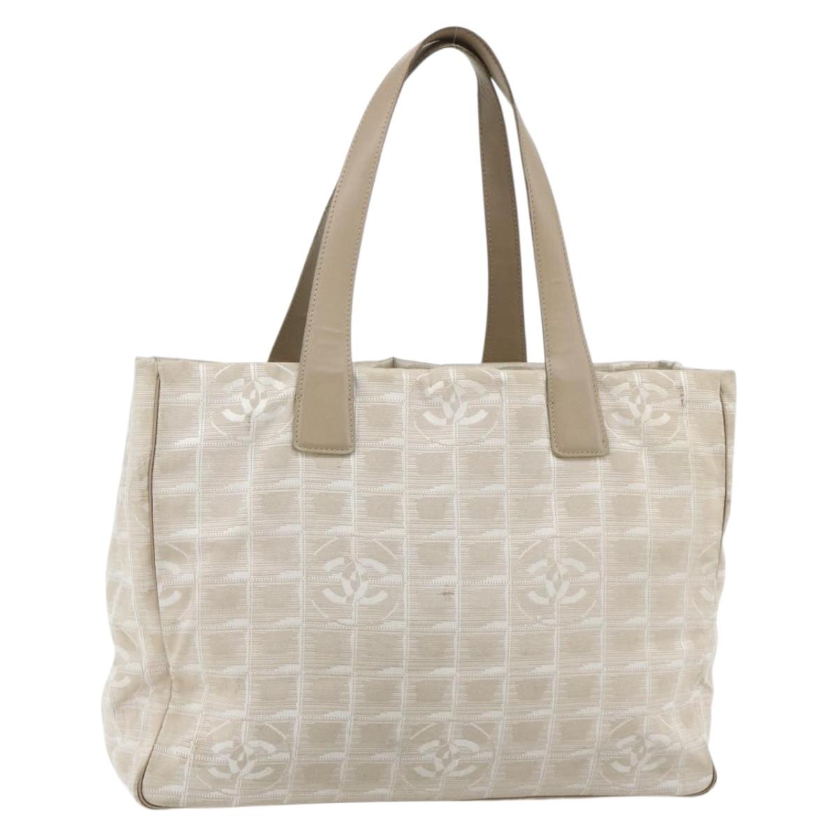 CHANEL New Travel Line Tote Bag Nylon Pink Gold CC Auth BA12073A