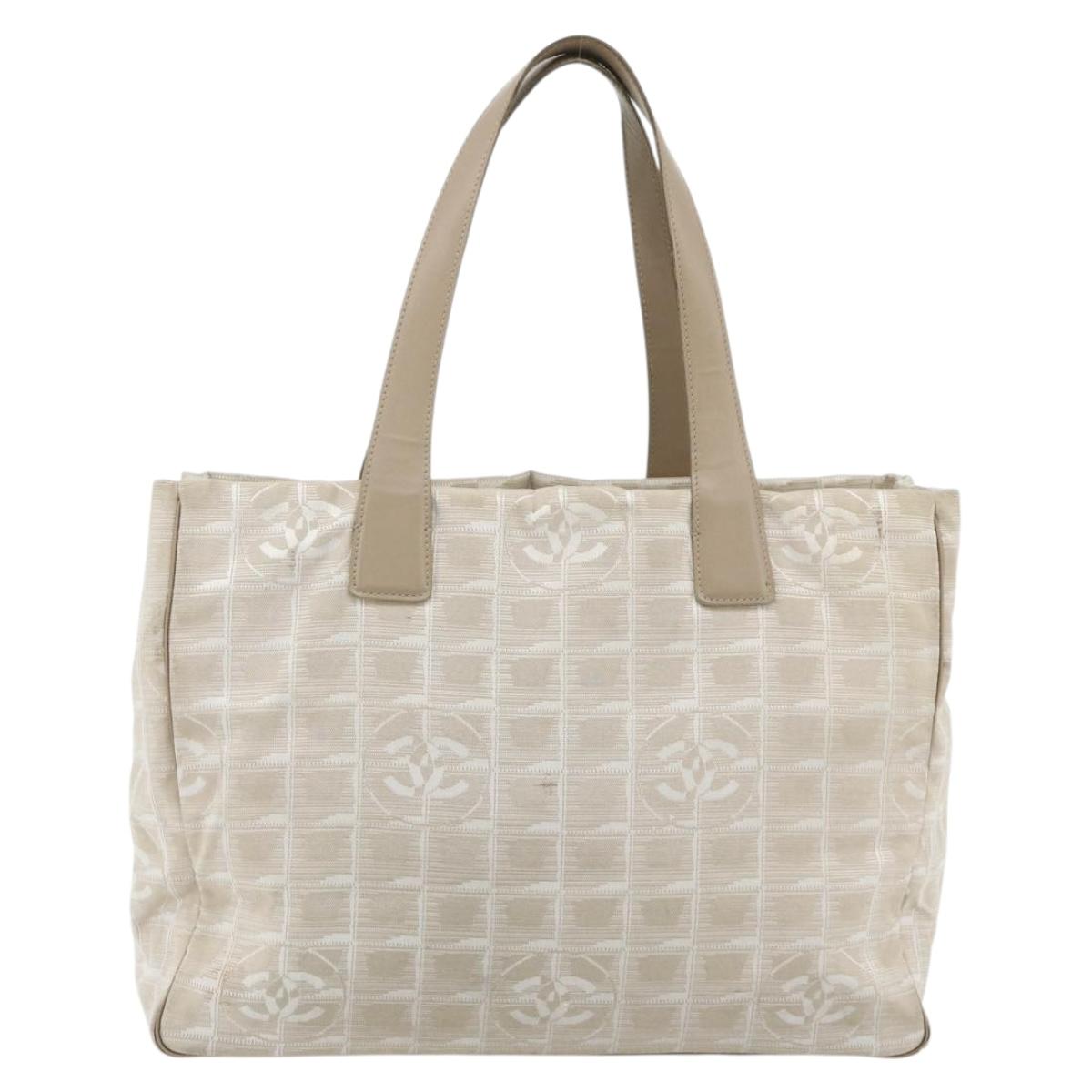 CHANEL New Travel Line Tote Bag Nylon Pink Gold CC Auth BA12073A