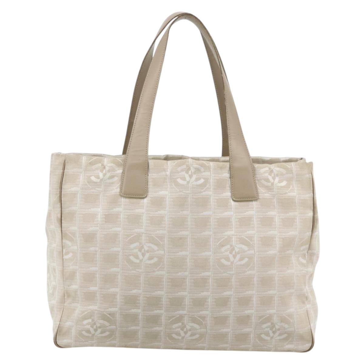 CHANEL New Travel Line Tote Bag Nylon Pink Gold CC Auth BA12073A