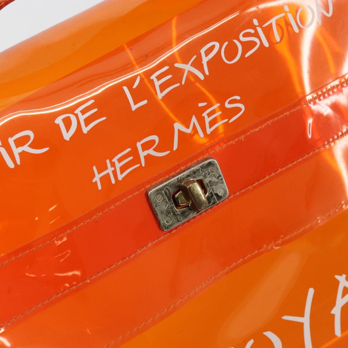 HERMES Vinyl Kelly Hand Bag Vinyl Orange Auth BA12081A