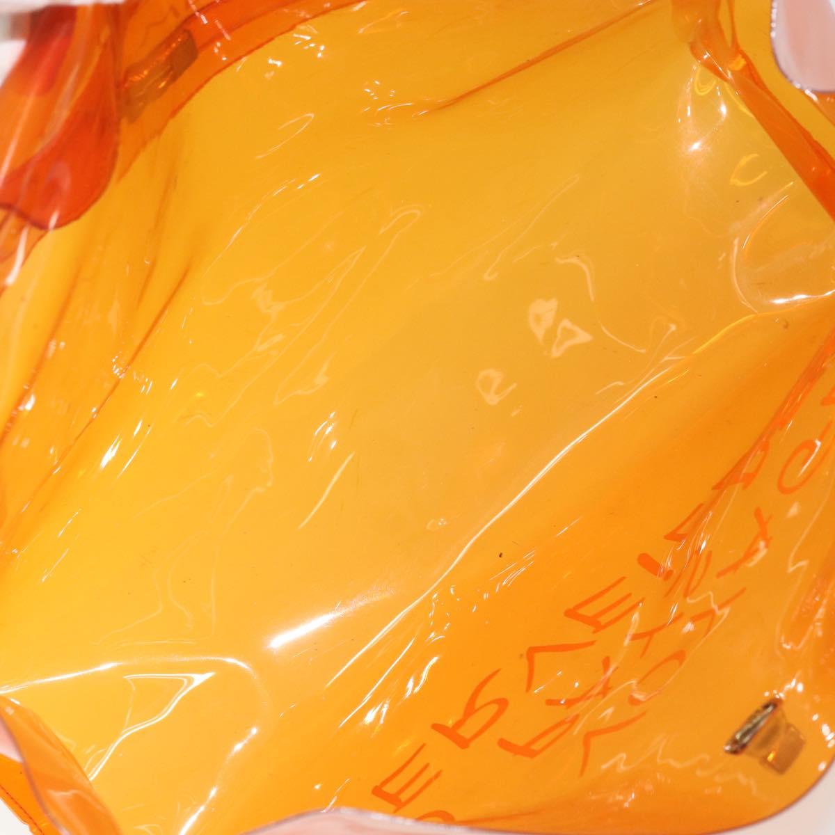 HERMES Vinyl Kelly Hand Bag Vinyl Orange Auth BA12081A
