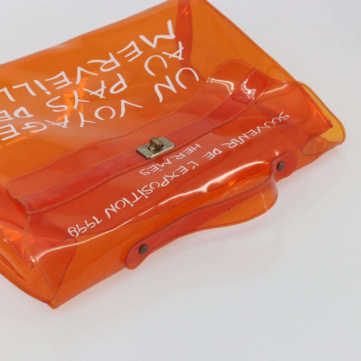 HERMES Vinyl Kelly Hand Bag Vinyl Orange Auth BA12081A