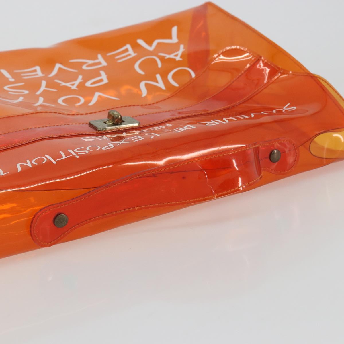 HERMES Vinyl Kelly Hand Bag Vinyl Orange Auth BA12081A