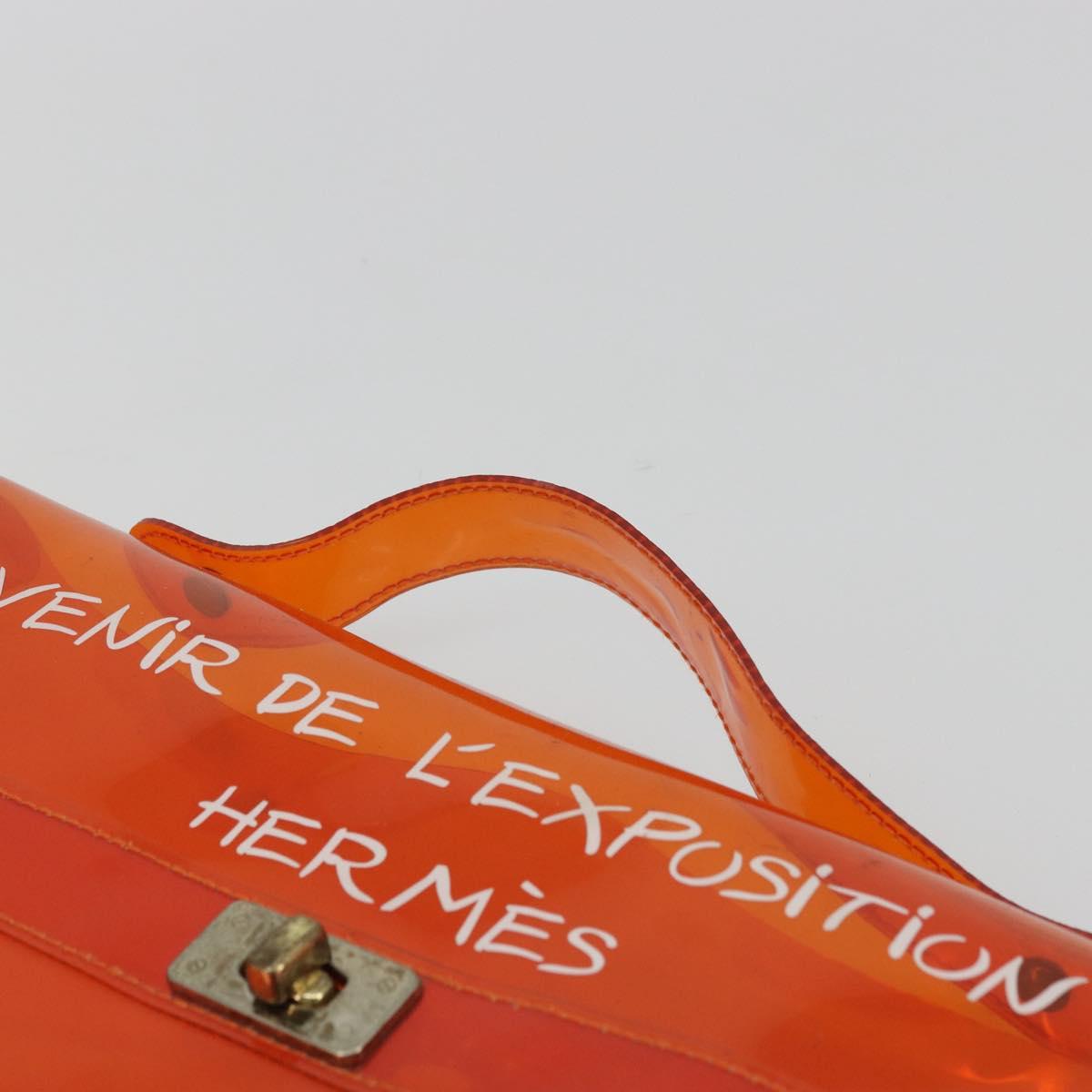 HERMES Vinyl Kelly Hand Bag Vinyl Orange Auth BA12081A