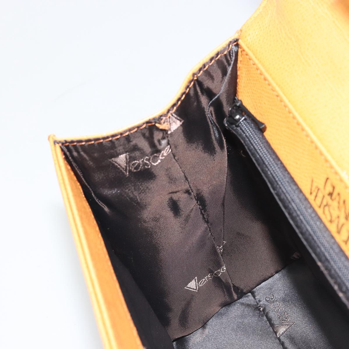 Gianni Versace Shoulder Bag Leather 2way Brown Gold Auth BA12090A