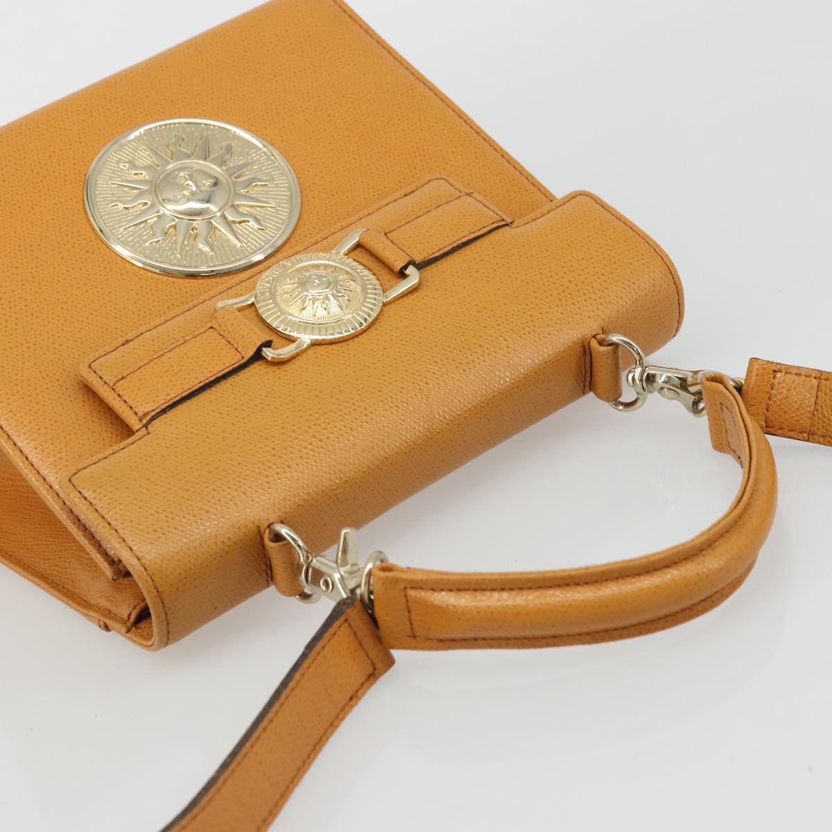 Gianni Versace Shoulder Bag Leather 2way Brown Gold Auth BA12090A
