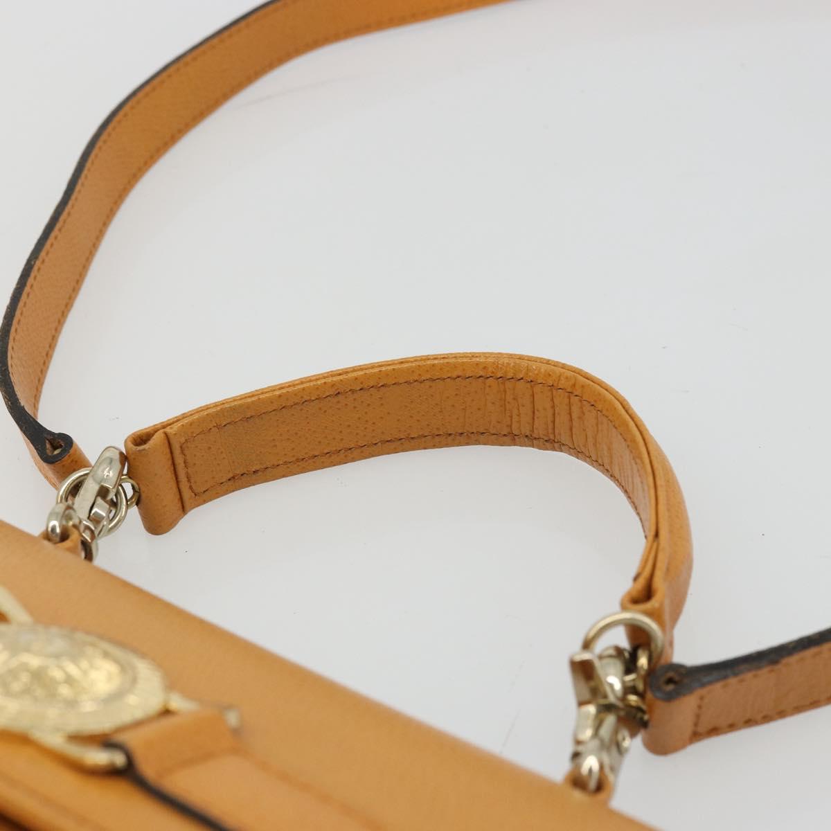 Gianni Versace Shoulder Bag Leather 2way Brown Gold Auth BA12090A
