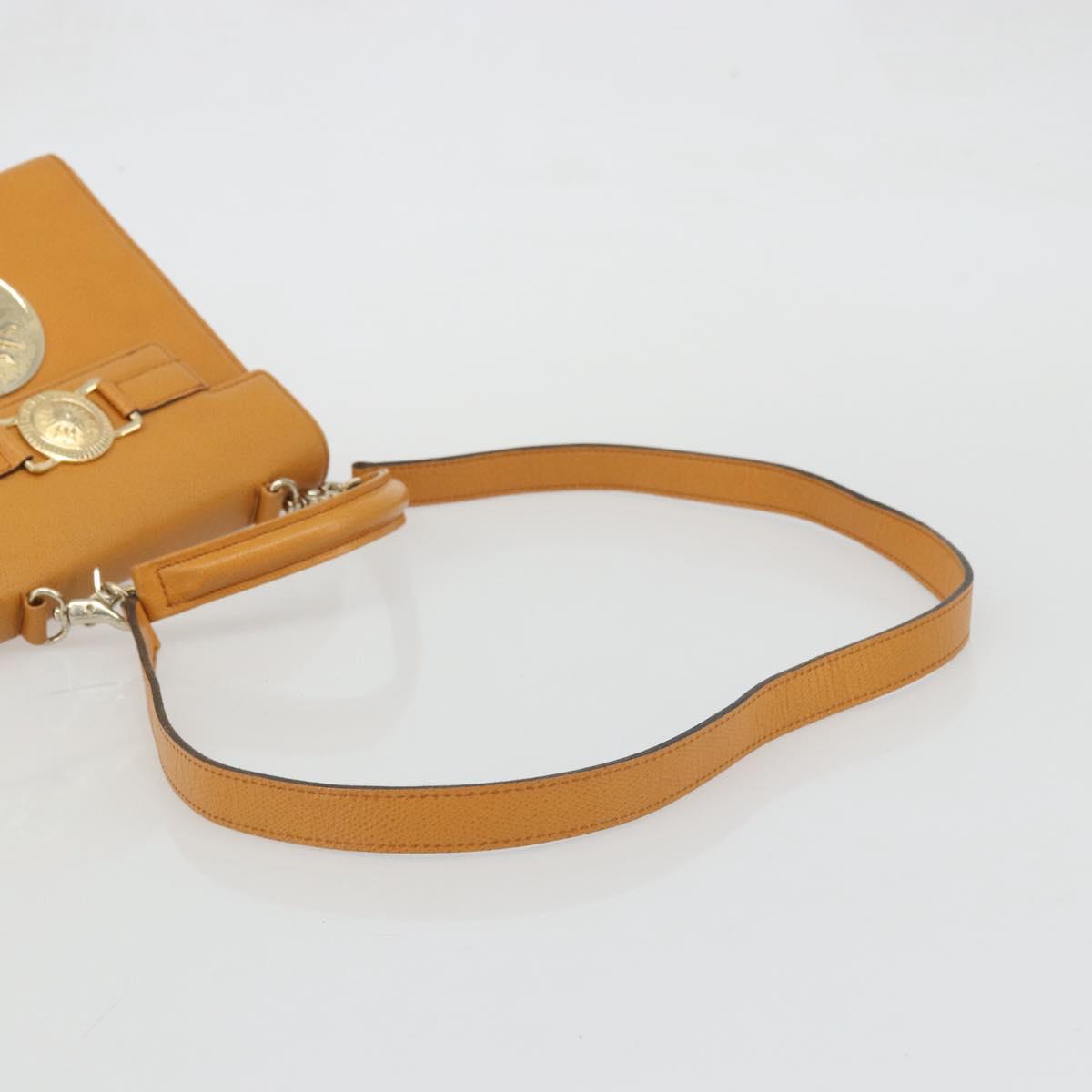 Gianni Versace Shoulder Bag Leather 2way Brown Gold Auth BA12090A