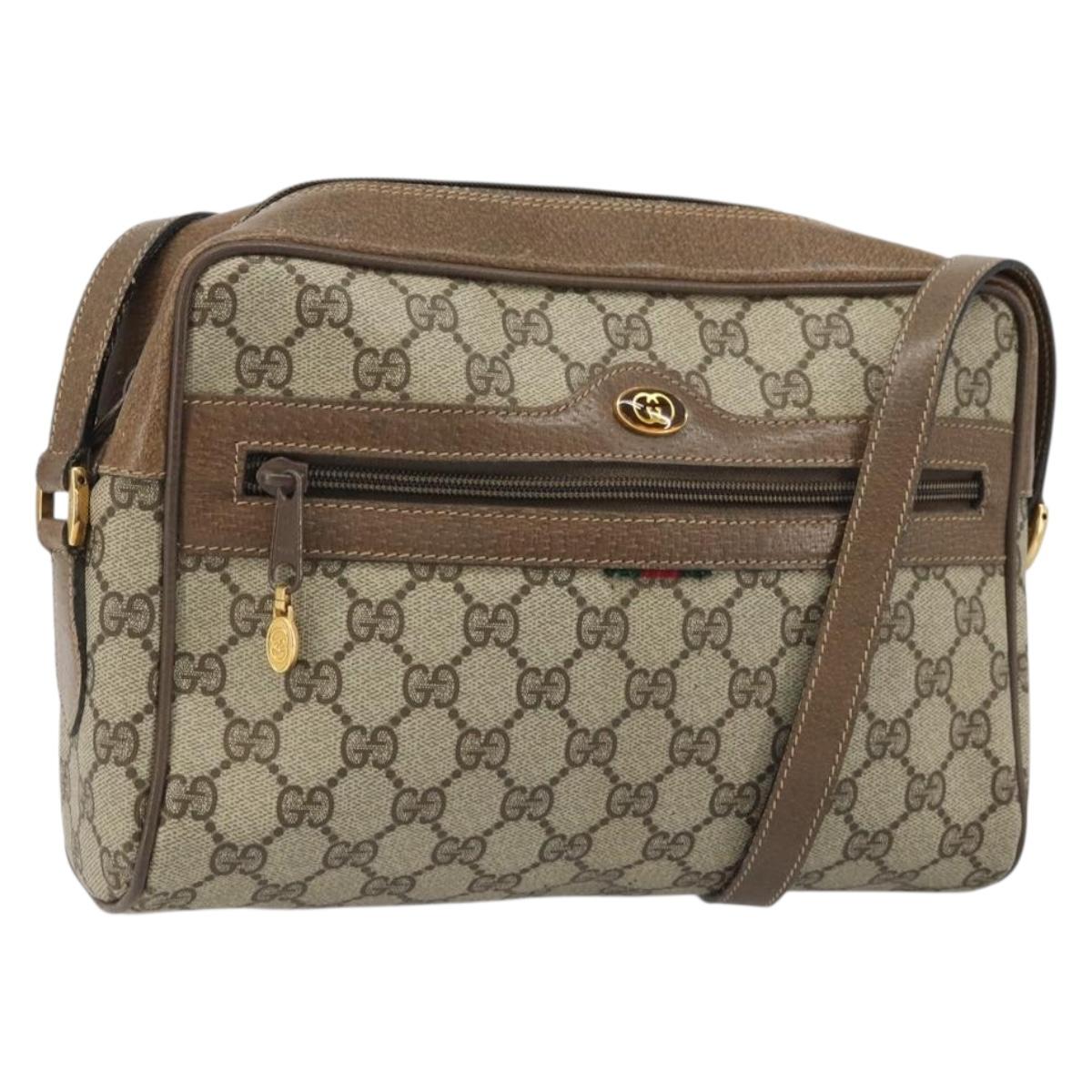 GUCCI GG Supreme Shoulder Bag PVC Beige Gold 24 02 005 Auth BA12105