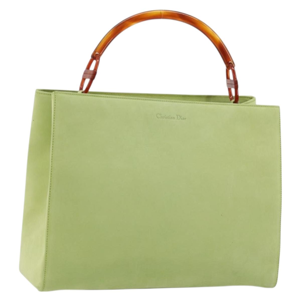 Christian Dior Hand Bag Suede Green Auth BA12119A