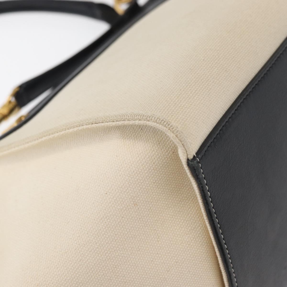 CELINE Trapeze Hand Bag Canvas Leather 2way Gold Beige Auth BA12121A