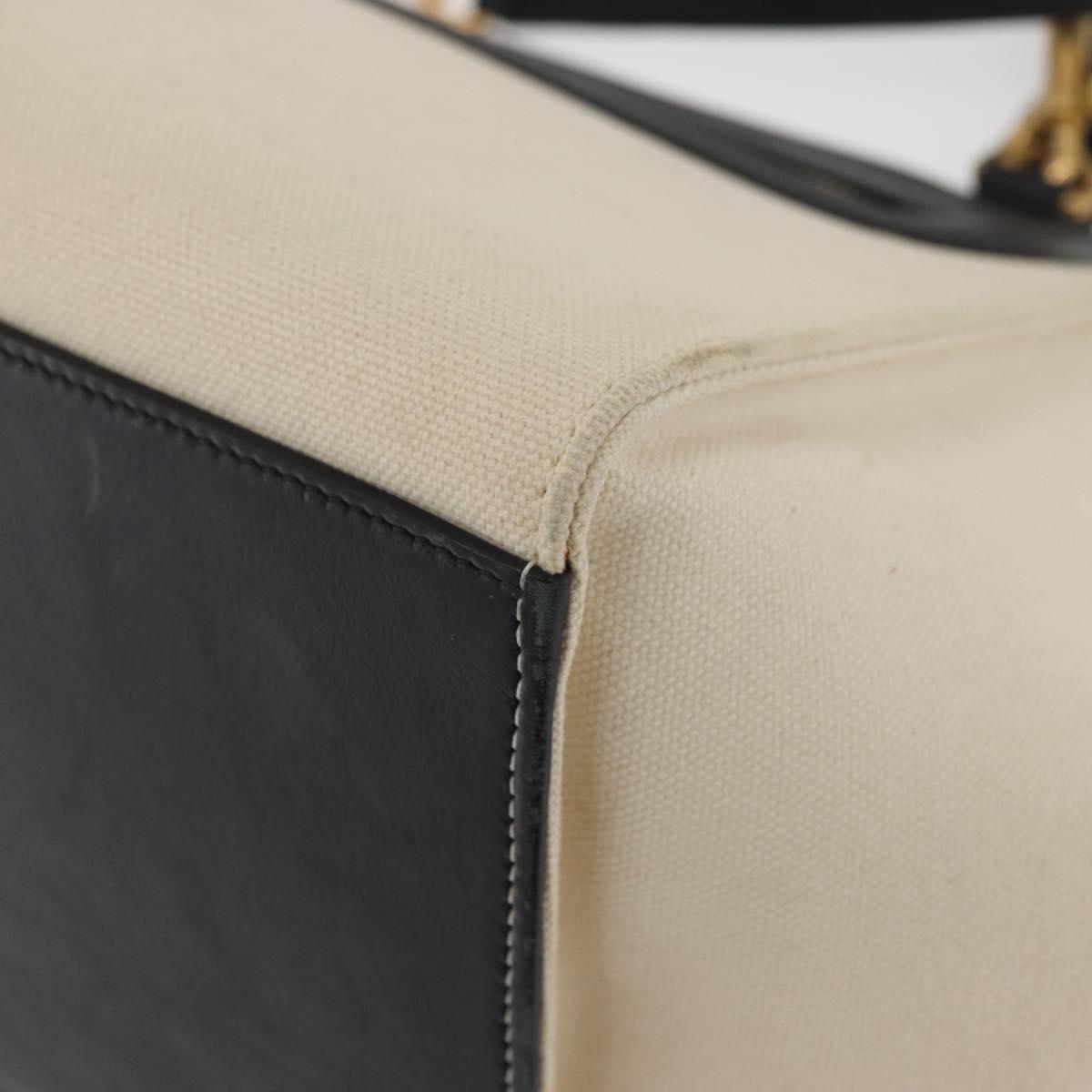 CELINE Trapeze Hand Bag Canvas Leather 2way Gold Beige Auth BA12121A