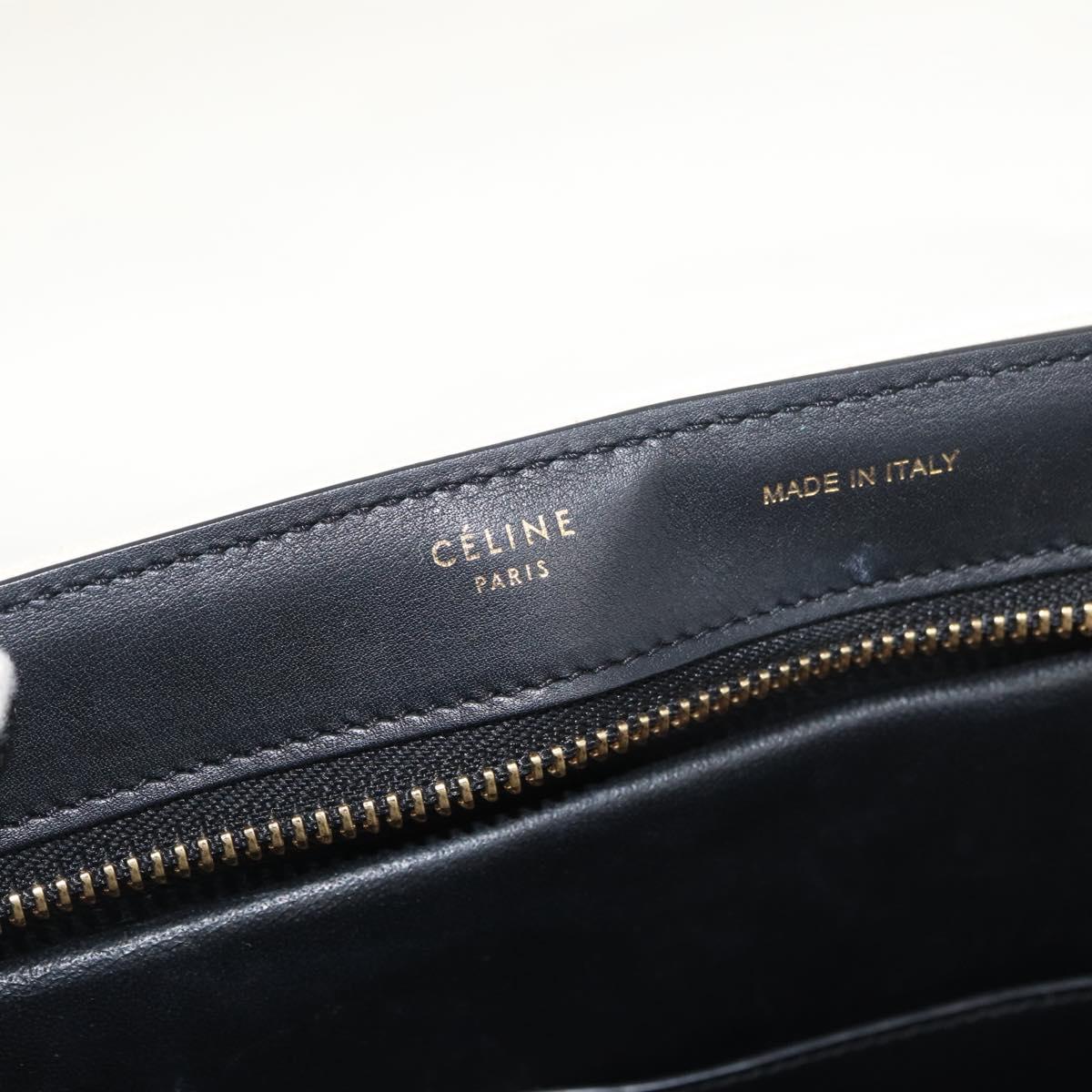 CELINE Trapeze Hand Bag Canvas Leather 2way Gold Beige Auth BA12121A