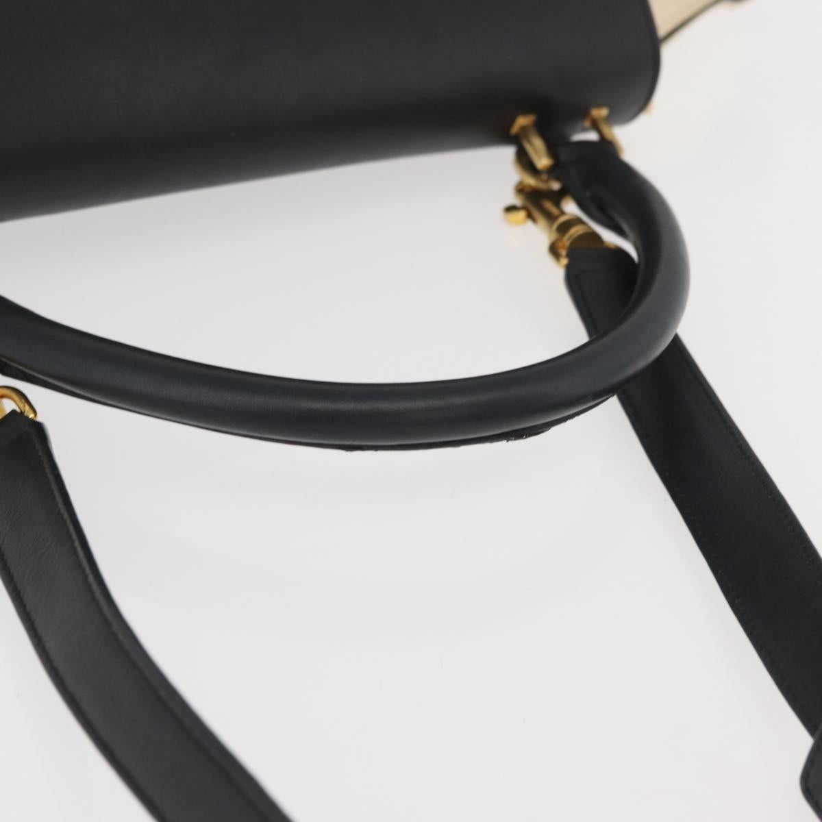 CELINE Trapeze Hand Bag Canvas Leather 2way Gold Beige Auth BA12121A