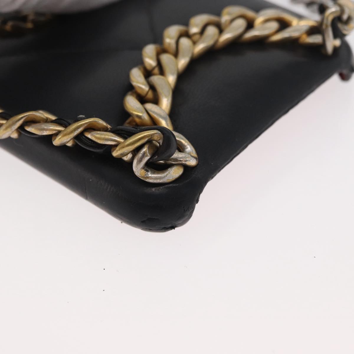 CHANEL Matelasse Chain iPhone Case Bag Lamb Skin Black Gold CC Auth BA12149A
