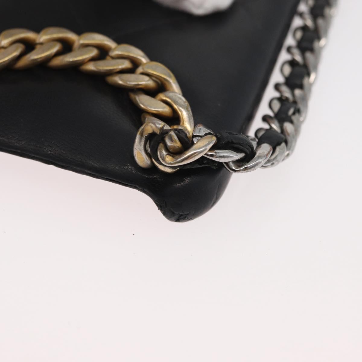CHANEL Matelasse Chain iPhone Case Bag Lamb Skin Black Gold CC Auth BA12149A