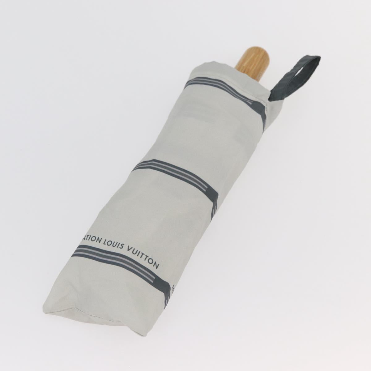 LOUIS VUITTON Fondation Folding Umbrella Nylon Gray LV Auth BA12155A