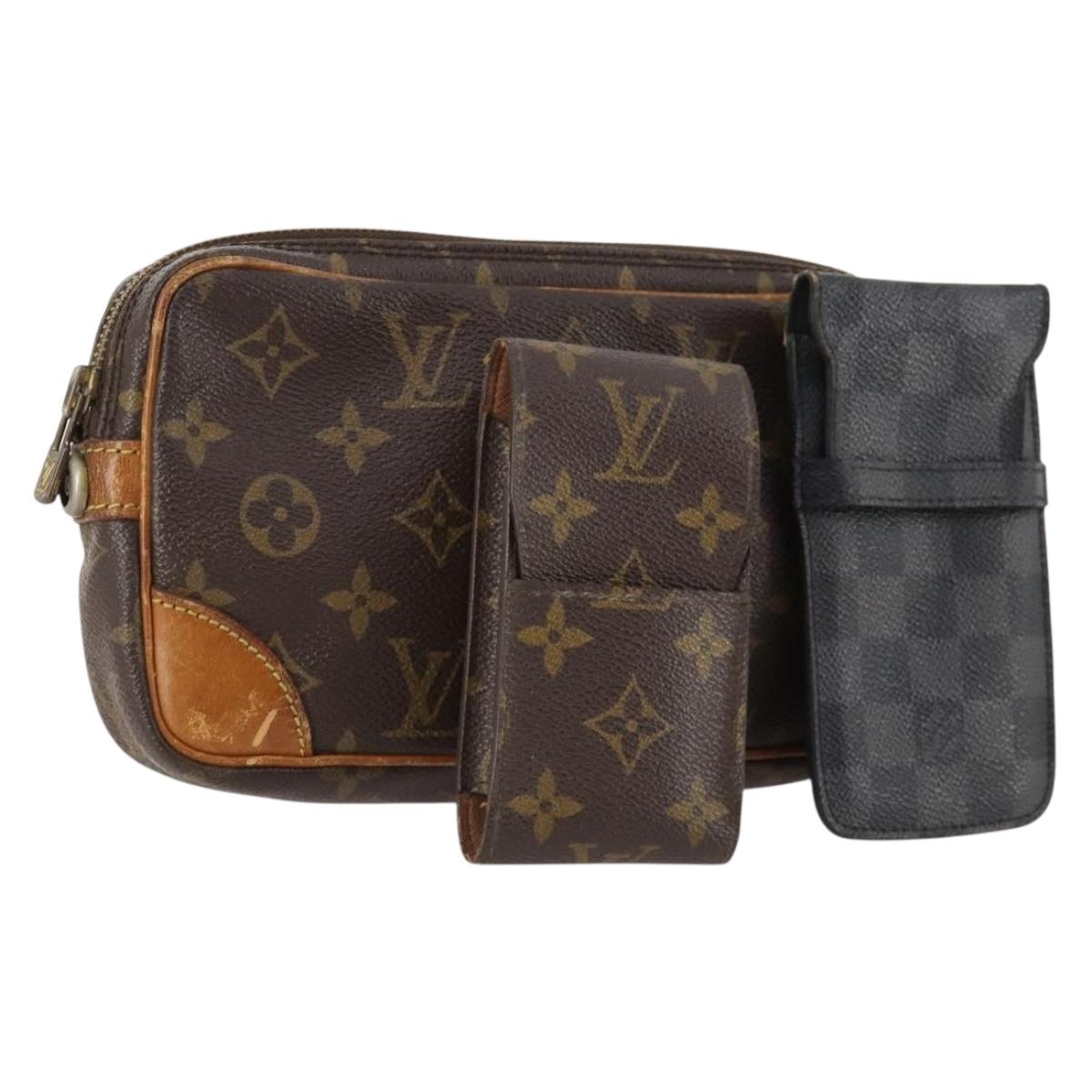 LOUIS VUITTON Monogram Damier Graphite Clutch Bag 3 Set LV Auth BA12165