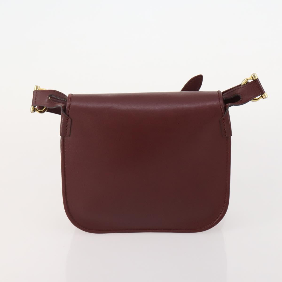 CARTIER Shoulder Bag Leather 2 Set Bordeaux Auth BA12166
