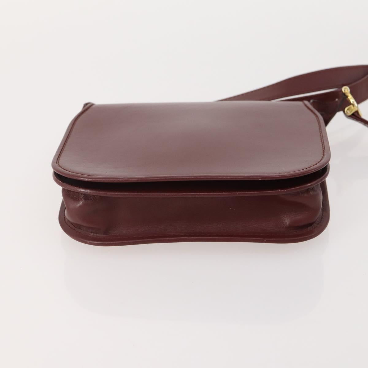 CARTIER Shoulder Bag Leather 2 Set Bordeaux Auth BA12166