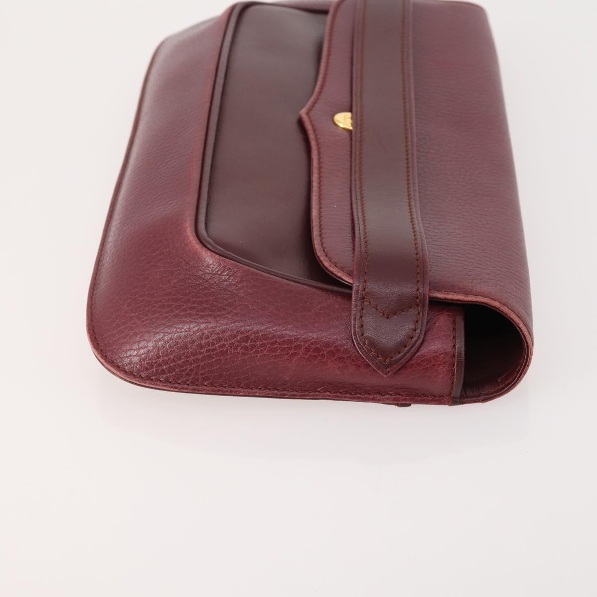 CARTIER Shoulder Bag Leather 2 Set Bordeaux Auth BA12166