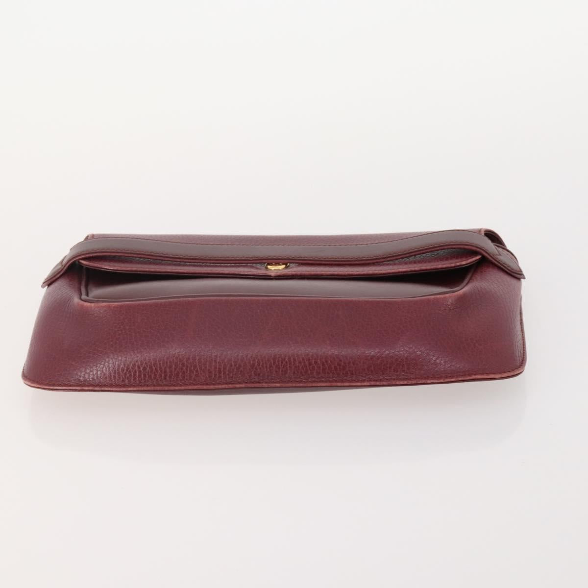 CARTIER Shoulder Bag Leather 2 Set Bordeaux Auth BA12166