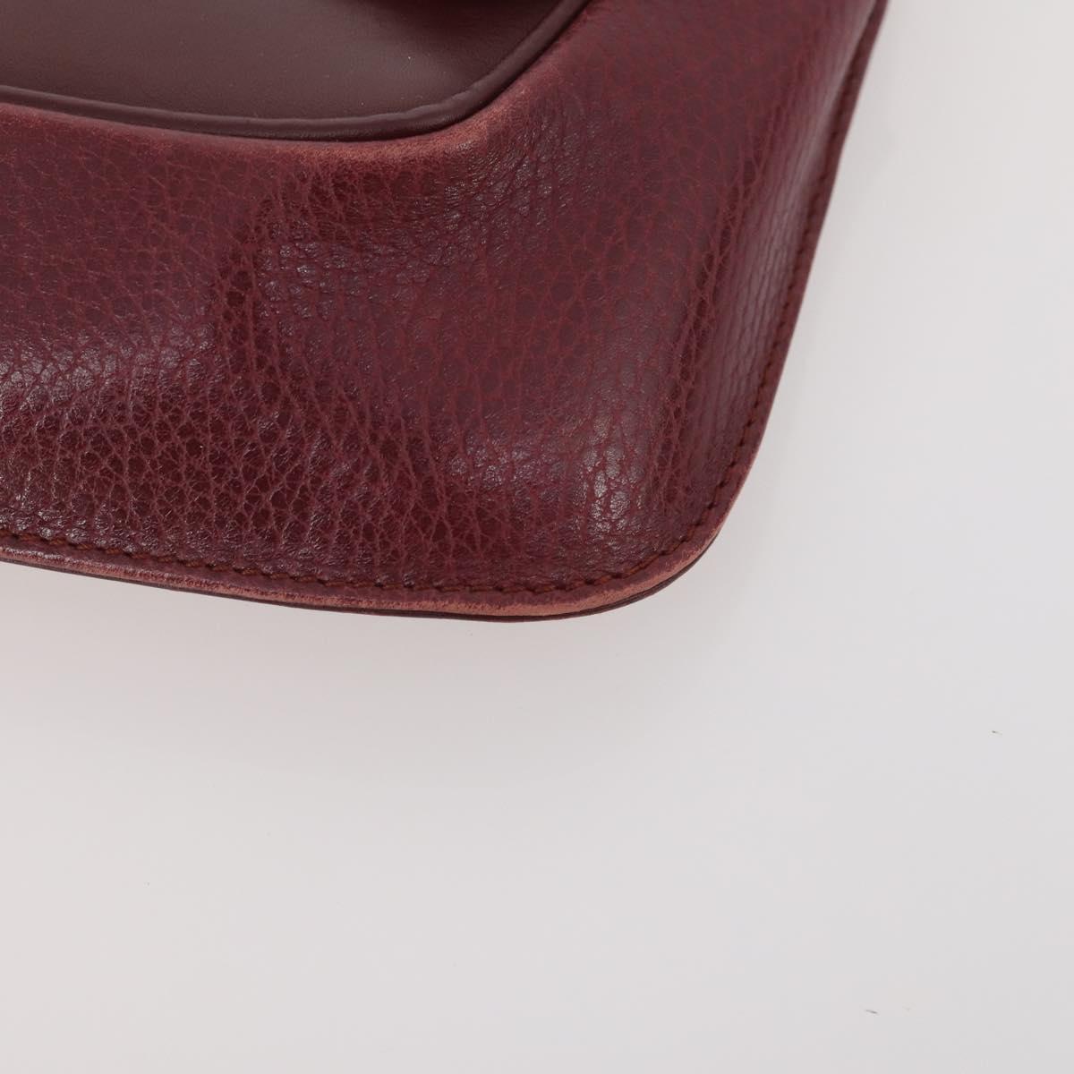 CARTIER Shoulder Bag Leather 2 Set Bordeaux Auth BA12166