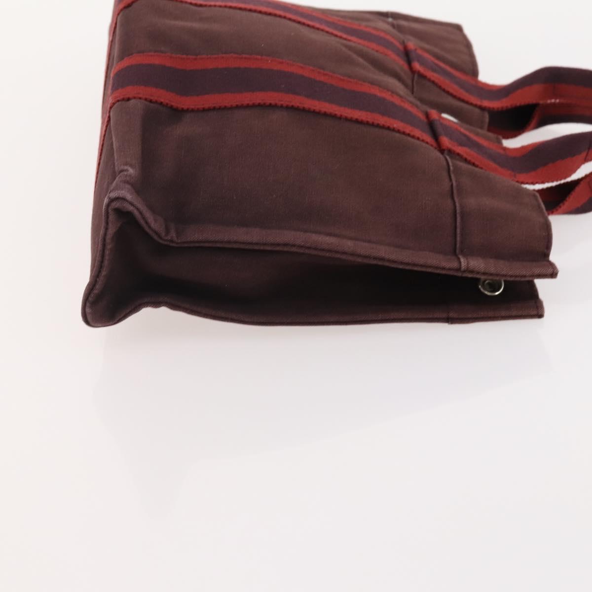 HERMES Fourre Tout PM Hand Bag Canvas 2 Set Gray Bordeaux Auth BA12167