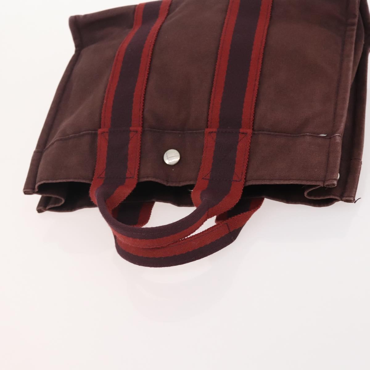 HERMES Fourre Tout PM Hand Bag Canvas 2 Set Gray Bordeaux Auth BA12167