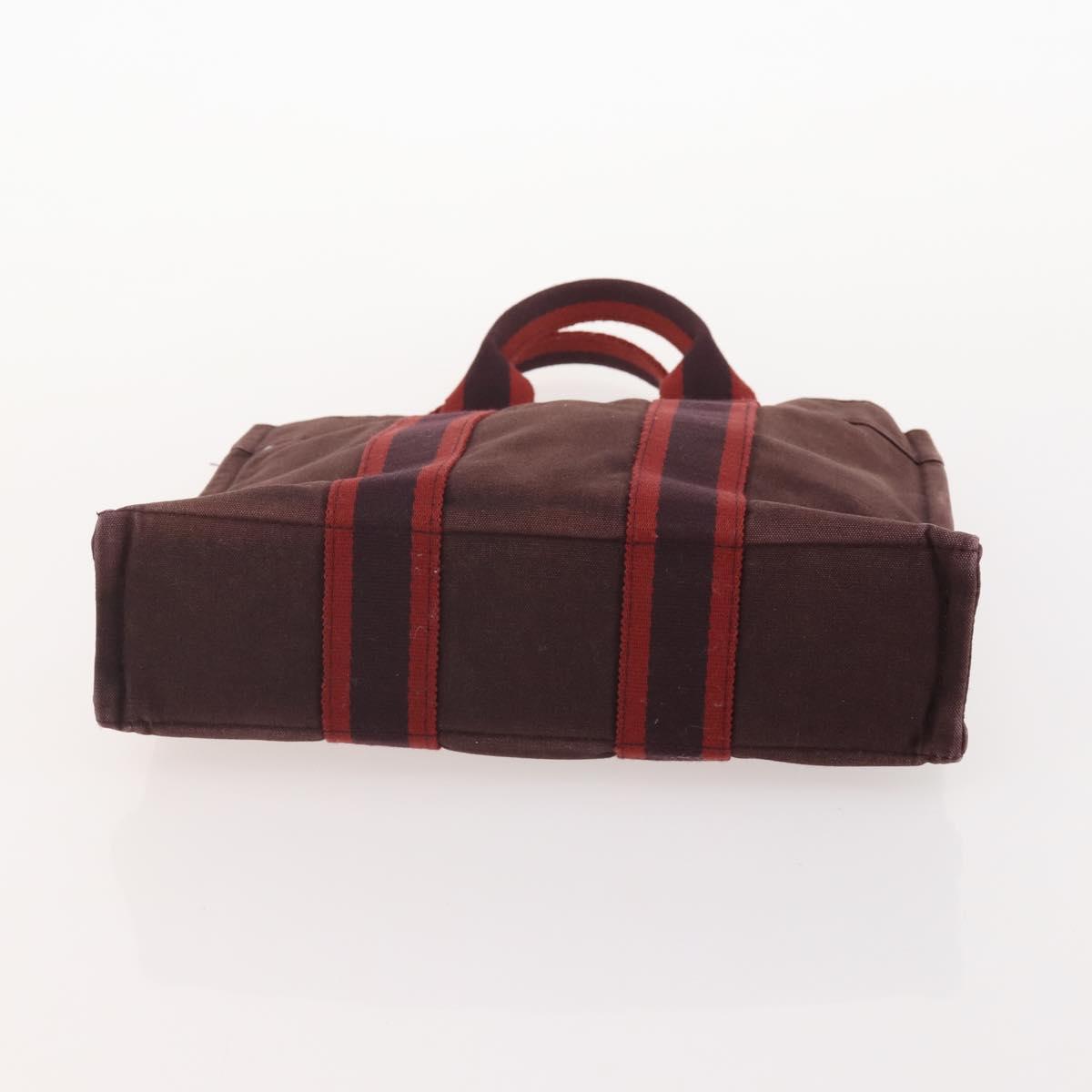 HERMES Fourre Tout PM Hand Bag Canvas 2 Set Gray Bordeaux Auth BA12167